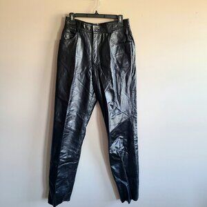 Danier black genuine leather high wasted tall pants.